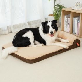 MEWOOFUN Orthopedic Dog Bed For Medium Dogs - Egg Crate Foam Sofa With Waterproof Lining & Anti-Slip Bottom, Washable Removable Cover Brown, Larg (Option: QCP202)