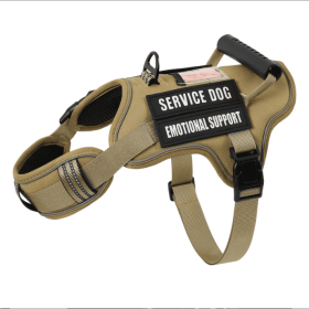 USLOCAL Tactical Service Dog Harness With Control Handle No Pulling Adjustable Reflective Pet Vest Harness Easy Walking Training (Option: Linen-S)