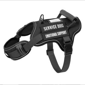 USLOCAL Tactical Service Dog Harness With Control Handle No Pulling Adjustable Reflective Pet Vest Harness Easy Walking Training (Option: Black-M)