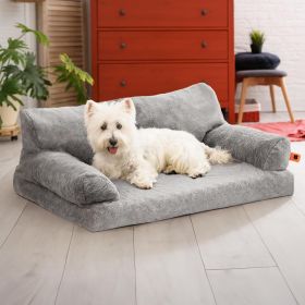 MEWOOFUN Orthopedic Dog Bed For Medium Dogs - Waterproof Pet Sofa With Supportive Foam, 35.4x25.6x11.8 Inch Washable Cover & Non-Slip Bottom, Gre (Option: QCP193)